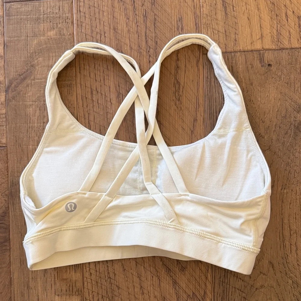 Lululemon sports bra in cream /yellow SIZE UNKNOWN seems to be able a 2 or 4 - Picture 2 of 2